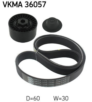 V formos rumbuotas diržas, komplektas - VKMA 36057 SKF